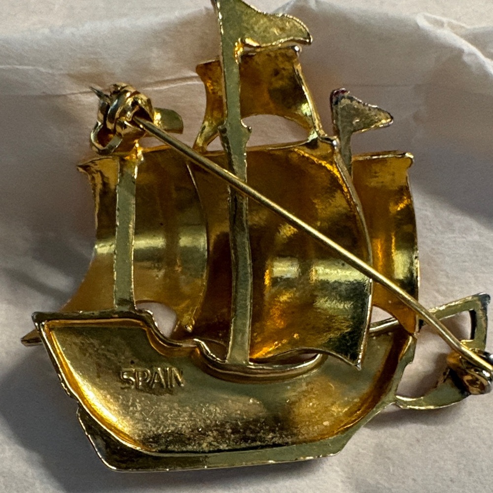 Vintage Spanish Damascene Brooch - Picture 2 of 9